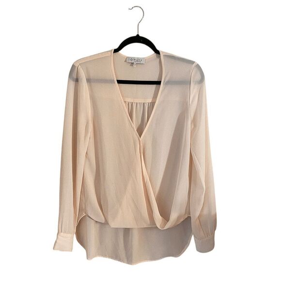 WAYF Womens Elegant Top XS Blush Pink Long Sleeve Sheer Blouse - Picture 1 of 4